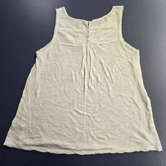 Cable & Gauge Womens Top Large White Linen Blend Eyelet Lace Yoke (A37) - Picture 5 of 6